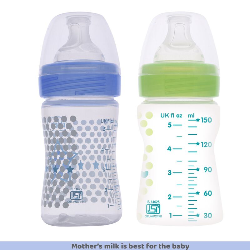 WellBeing Bi-Pack Feeding Bottle (150ml, Slow) (Blue Green) image number null